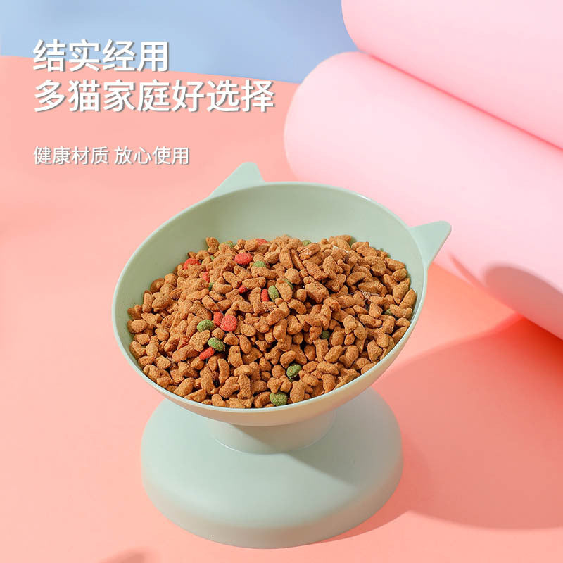 Cute cat bowl tilted high-legged neck cat bowl dog bowl drinking water pet bowl food bowl small cat and dog high-legged bowl