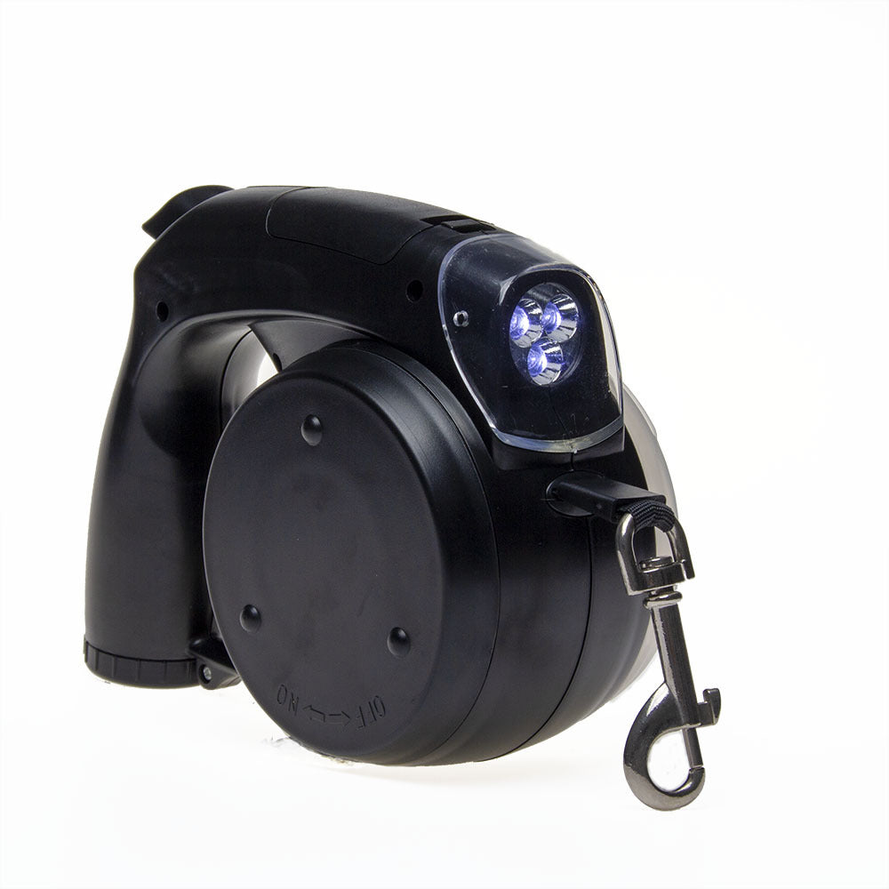 LED automatic retractable dog leash with bowl