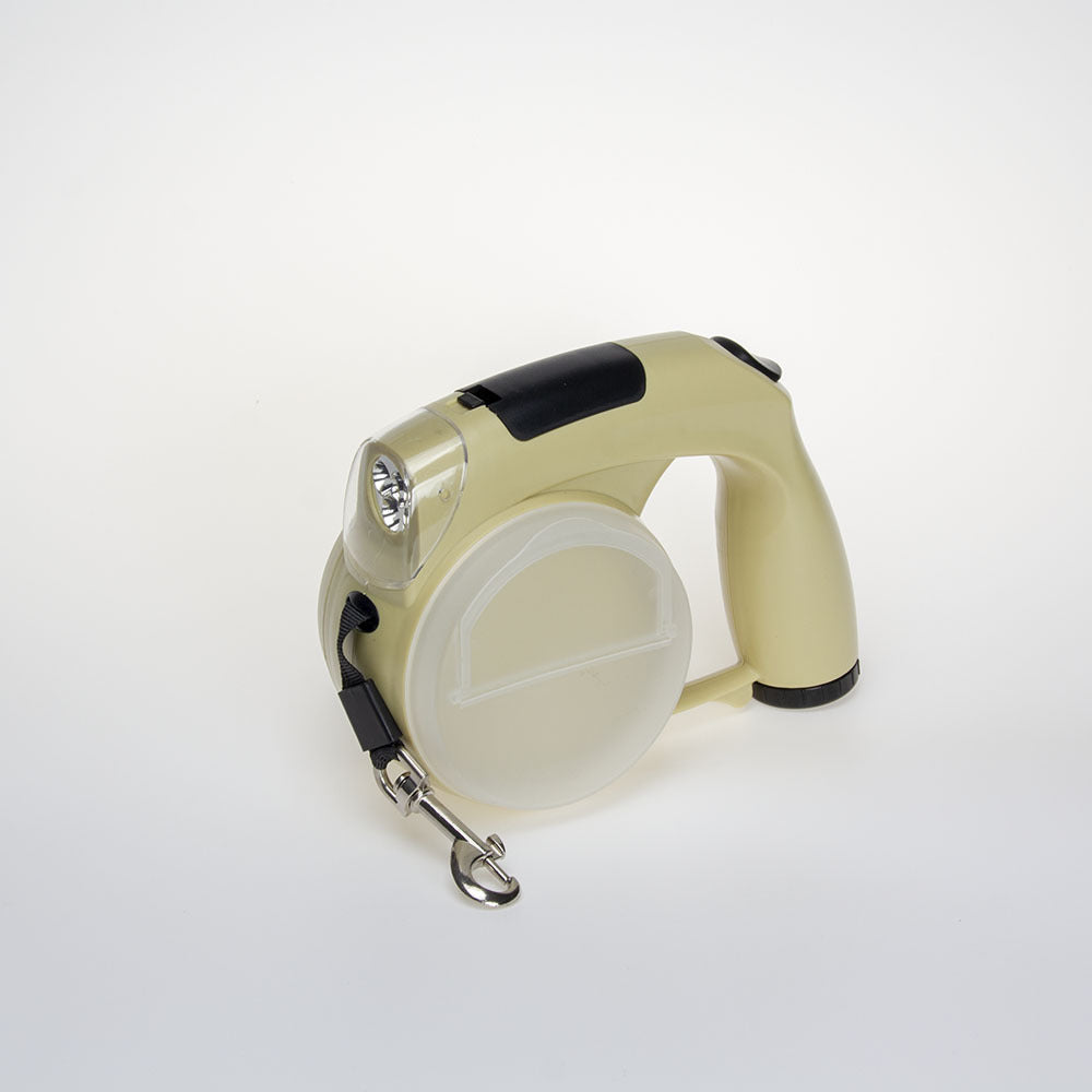 LED automatic retractable dog leash with bowl