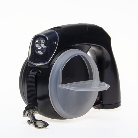 LED automatic retractable dog leash with bowl