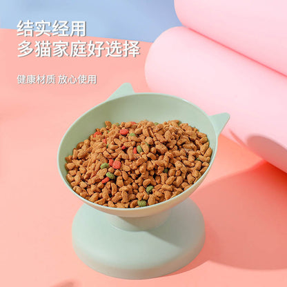 Cute cat bowl tilted high-legged neck cat bowl dog bowl drinking water pet bowl food bowl small cat and dog high-legged bowl