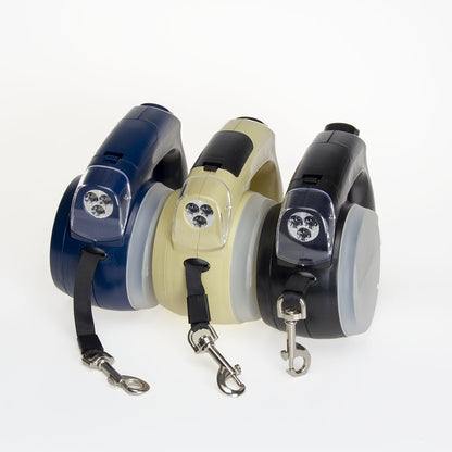 LED automatic retractable dog leash with bowl